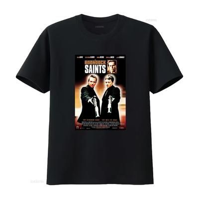 The Boondock Saints Movie Poster Inspired Black T Shirt Cool Design for Fans Vintage Washed Soft Graphic Homme Stretched
