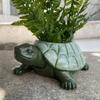 Rustic Style Turtle Planter Statue Resin Animal Sculpture Unique Flower Pot Garden Decor