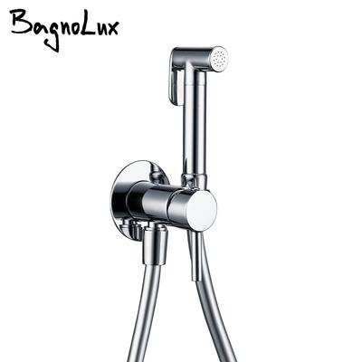 Chrome Toilet Bidet Sprayer Kit With 1.2 Rubber Hose Wall Mounted Hot and Cold Mixer Bidet Tap Restroom Handheld Spary Cleaner