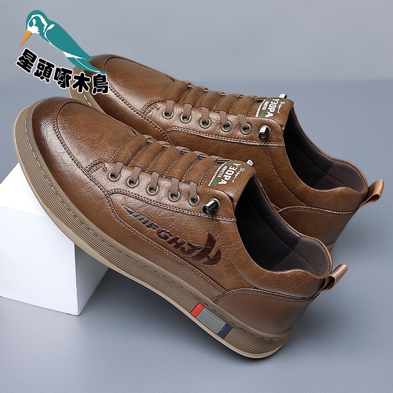 

Star-headed Woodpecker Spring and Autumn New Men s Leather Shoes Leather Versatile Casual Shoes Lightweight Shoes 44