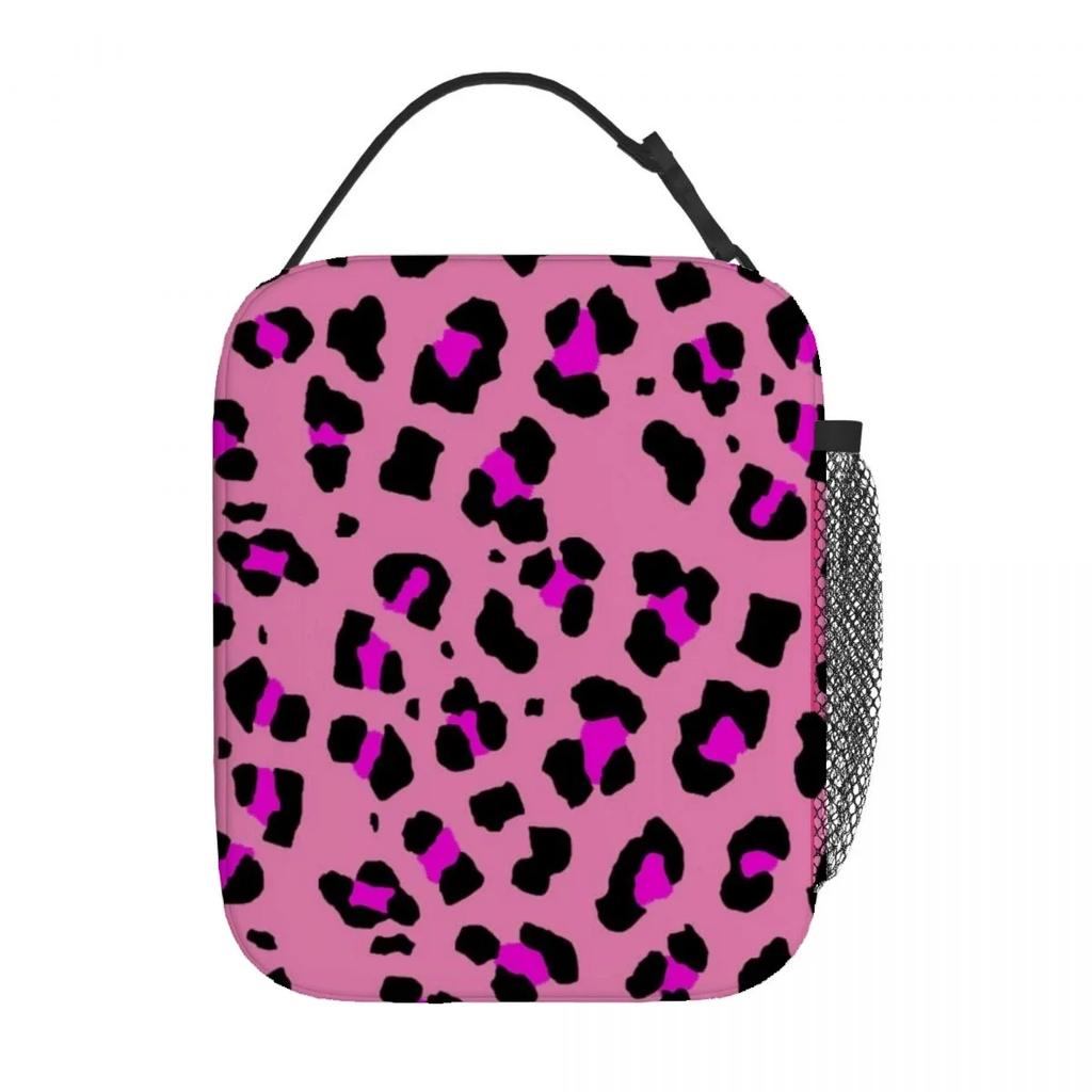 Leopard Print Portable Aluminum Foil Thickened Insulated Office Lunch Bag Waterproof Lunchs Bags Tote Bags
