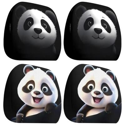 Paar Entzückende Cartoon-Panda-Autokopfstützenbezüge Schutzhüllen Waschbare Weiche Polyester-Materialien Zur Dekoration der Vordersitze