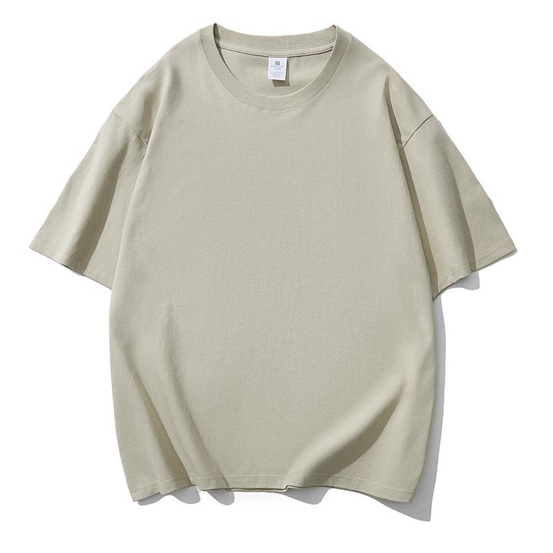 220g Pure Cotton Unisex Heavyweight Drop Shoulder Loose Solid Color Short Sleeve T-shirt M