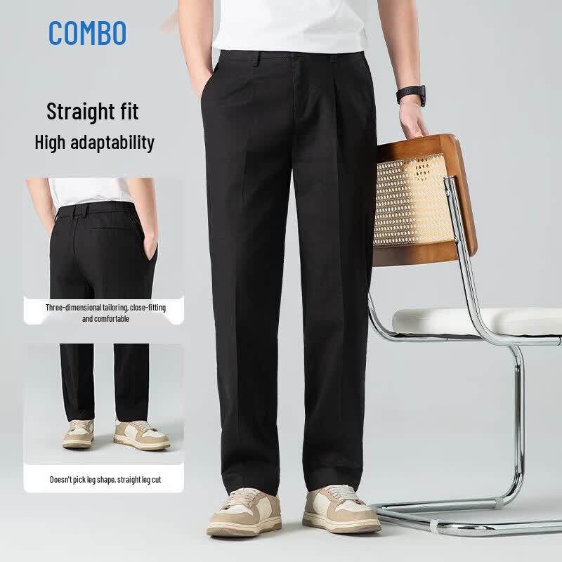 Men's Linen Blend Loose Straight-Leg Business Casual Trousers
