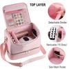 Portable Nail Varnish Organizers Bag Double Handles Adjustable Strap Waterproof Polyester Makeup Storage Case 30x22x25cm