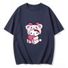 Summer Hello Kitty Cartoon Printed Short Sleeve Pure Cotton Tshirt Womens Family Matching Outfits Classic Fashion Tee Top