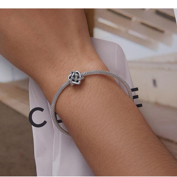 Celtic Knot Love Charm Bracelet Beaded with Hollow S925 Silver Beads 
