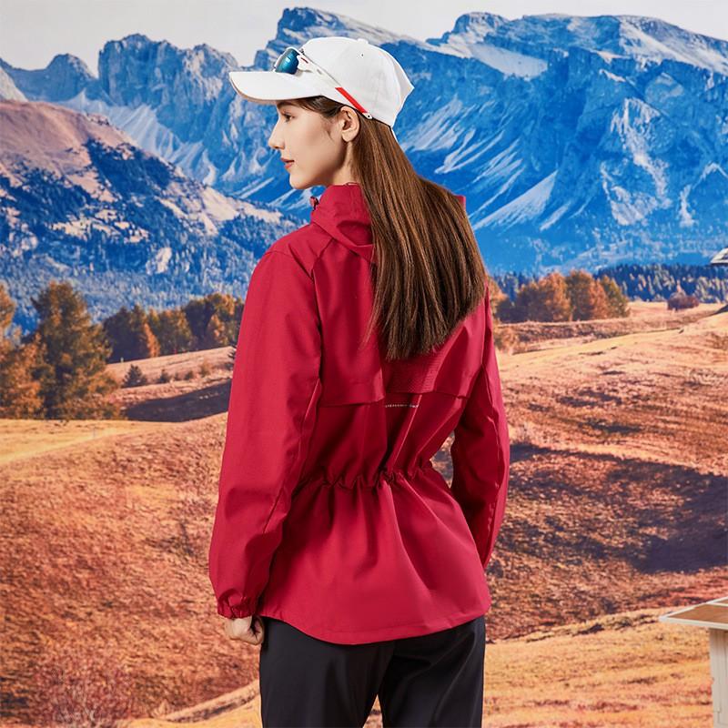 Womens Mid-Length Slim Fit Sports Jacket Outdoor Hiking Group Uniform Solid Color