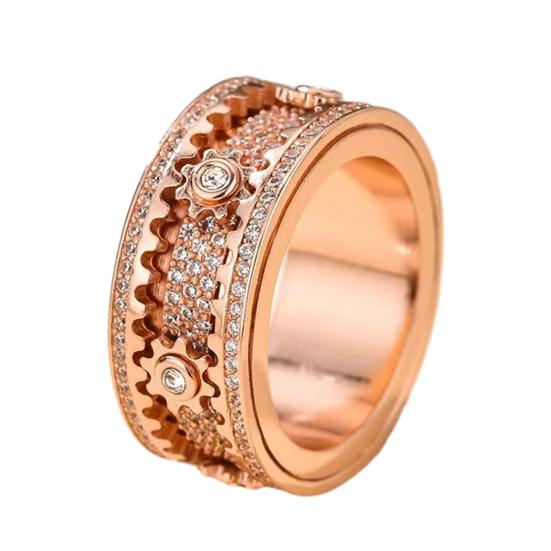 

Finger Band Adjustable Anti-Anxiety Fidget Ring Stainless Steel Cubic Zirconia Inlaid Rotating Design Meditation US 8 рожевий колір золота