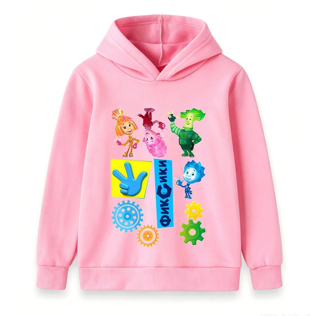 Kids Boys Girls Hoodie Cartoon Character Print Long Sleeve Casual Pullover Sweatshirt for Children Daily Wear