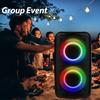 High-Power Wireless Speaker with Subwoofer - Sleek Black, Wireless-Enabled, Large Outdoor Sound System with Vibrant Part Disco Lights