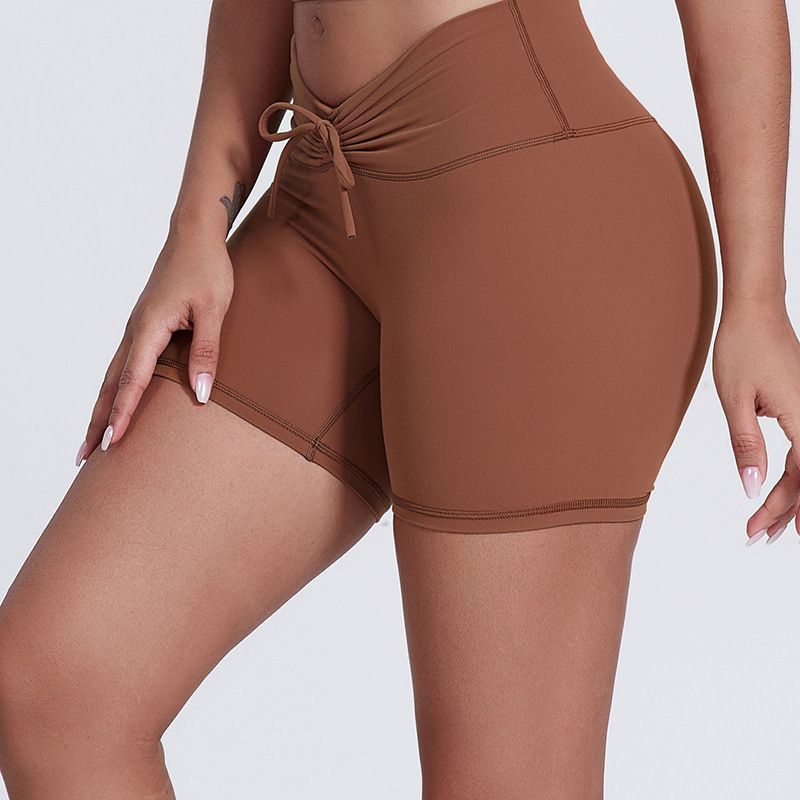 

Модные шорты для йоги с высокой эластичностью и ощущением обнаженности, с эффектом лифтинга бедер и формирования живота, облегающие, для фитнеса, верхняя одежда для бега, велоспорта, спорта, быстросохнущие, новые 5028 Mocha Brown 4/S