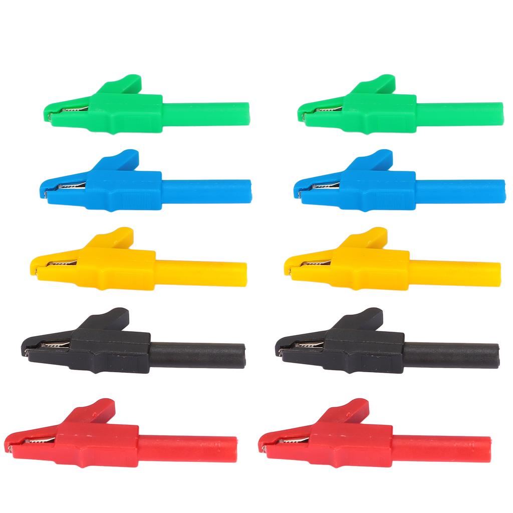 10pcs Heavy Duty Electrical Test Clamp Insulated Safety Clip with 4mm Banana Jack Socket for Car