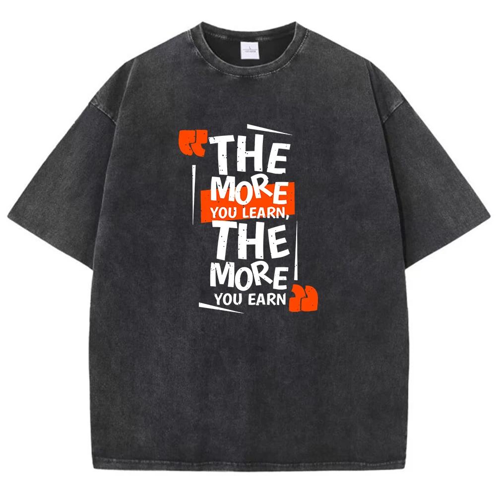 benber vintage The More You Learn The More You Earn PrintingmenS TShirts Lovely Tees Outdoor Leisure T Shirt Holiday Daily Tops S