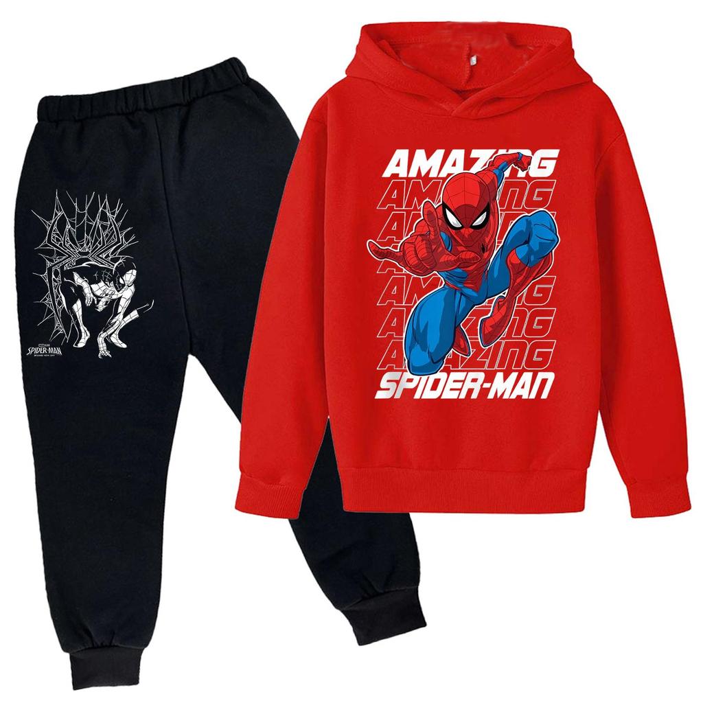 Kids Trendy Printed Pullover Hoodie and Sweatpants Set - Loose Fit Long Sleeve Casual 2 Piece Outfit