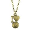 I Love Football Charm Necklace Heart Sports Fan Pendant For Soccer Lovers Casual Jewelry 43cm Chain