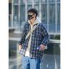 Spring and Autumn Japanese Style Retro Plaid Shirt Men's and Women's Hong Kong Style Loose Casual Long Sleeves Shirt Thin Preppy Style Coat