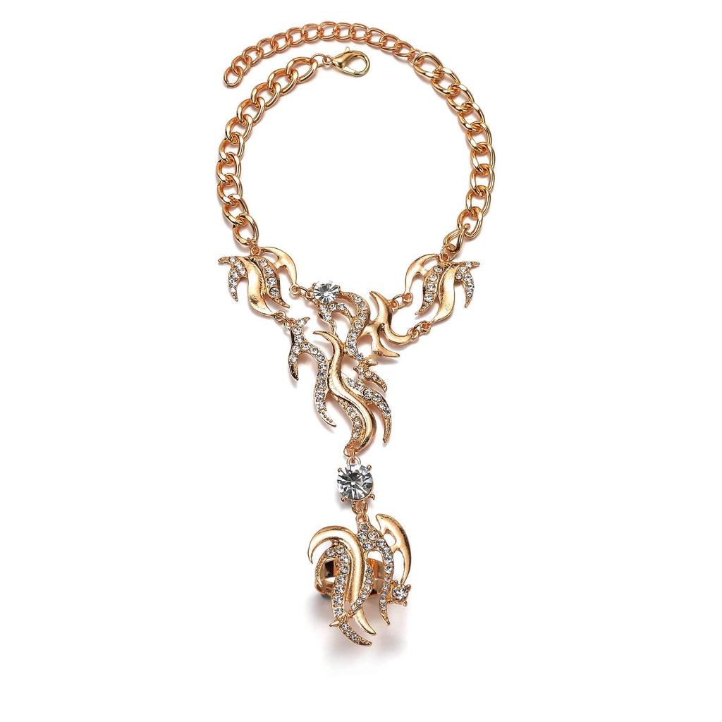 Fashion Design Sense Alloy Rhinestone Finger Bracelet Women, Versatile Jewelry