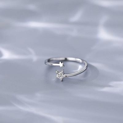 Star Accompanying Ring, Simple and Fashionable Zircon Ring, Japanese and Korean Tide Opening Adjustable Jewelry.