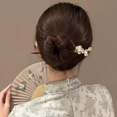 Elegante Bambus-Haarnadel Handgemachter Blumen-Haarstab Für Frauen Mädchen Vintage Chinesischer Stil Hanfu Haaraccessoires Florale Haarspange