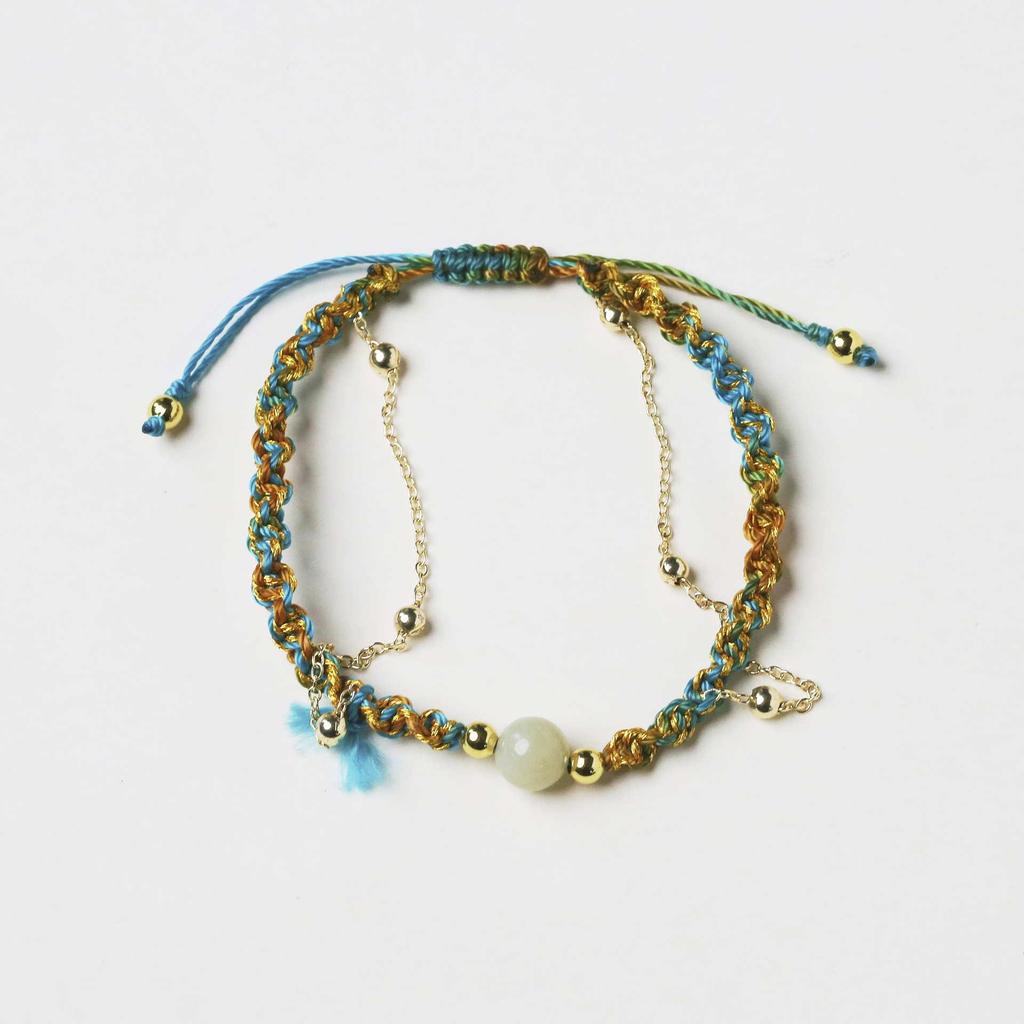 Handwoven Hetian Jade Multilayer Women's Bracelet - Retro Luxury Ethnic Design