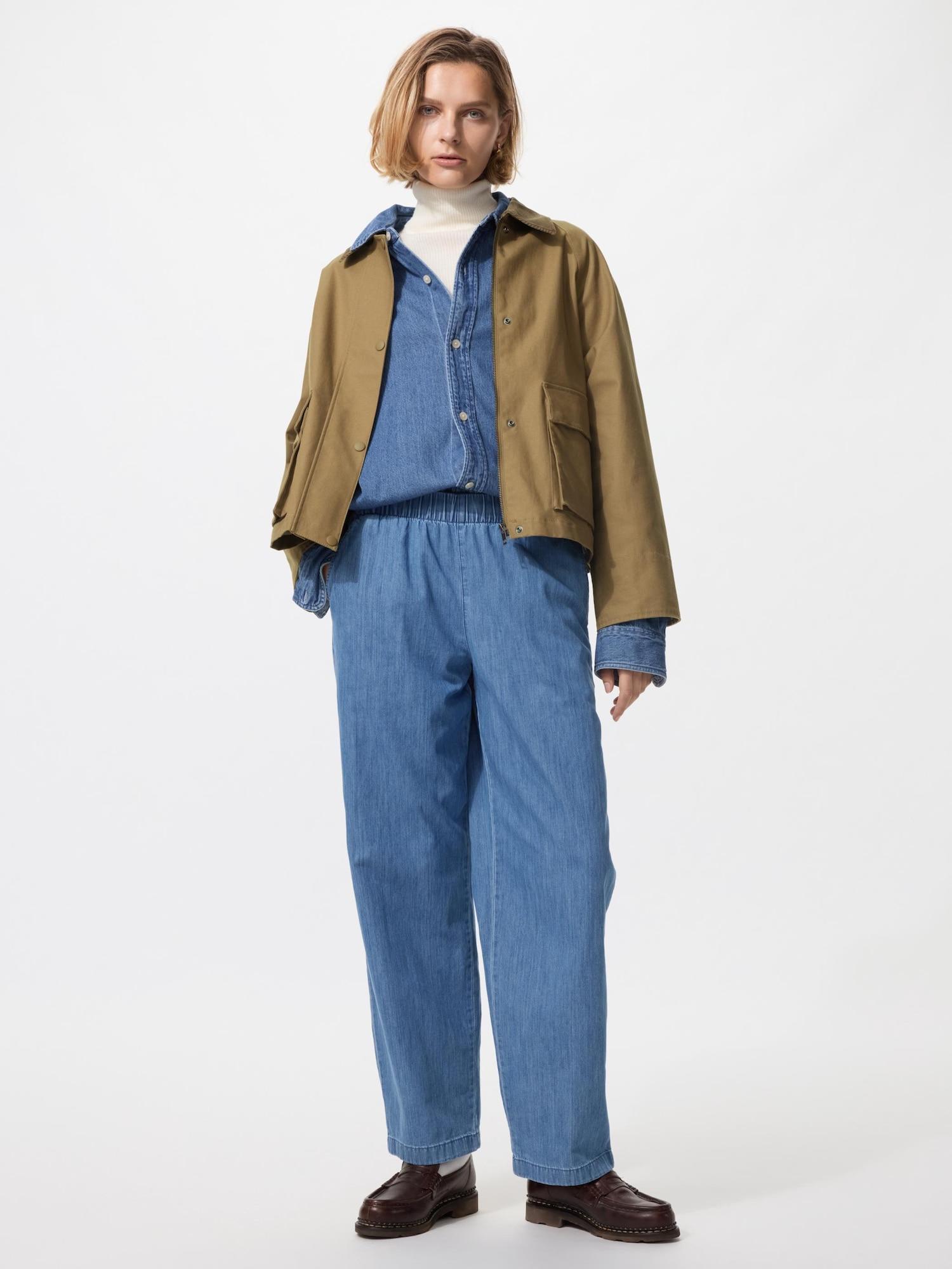 

Uniqlo Япония хлопок свободные брюки до щиколотки длинные 65 BLUE/XS