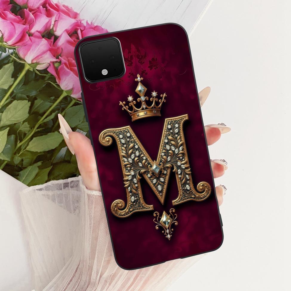 For Google Pixel XL4 Case Silicone Luxury Crown A-Z Letters 2D Flat Pattern Soft Casing For Google Pixel 4 XL G020 G020P Cover