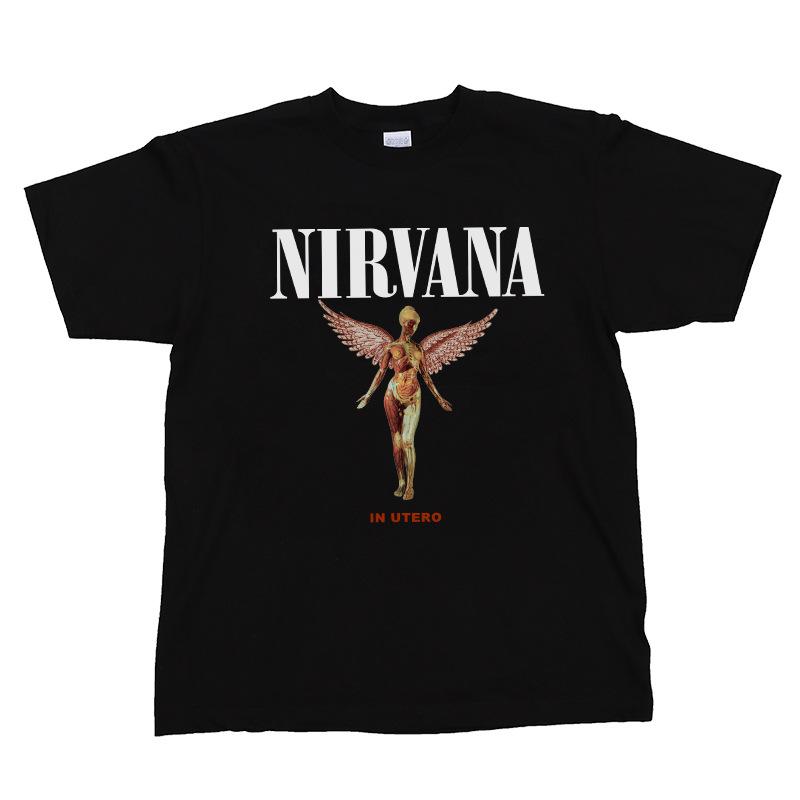 

Классическая ретро хлопковая футболка группы Nirvana для мужчин и женщин, с коротким рукавом, летняя, в панк-стиле, однотонная, свободная, повседневная, дышащая футболка S