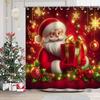 Christmas Festival Decorations Santa Claus Pattern Bathroom Shower Curtain With 12  Hooks Home Bathroom Decor And Accessories
