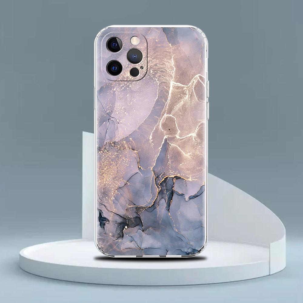 Clear Case For Apple iPhone 13 Pro 11 14 12  7 8 Plus SE 2022 XR X XS Max 6 6S Silicone Phone Cover Marble Pattern