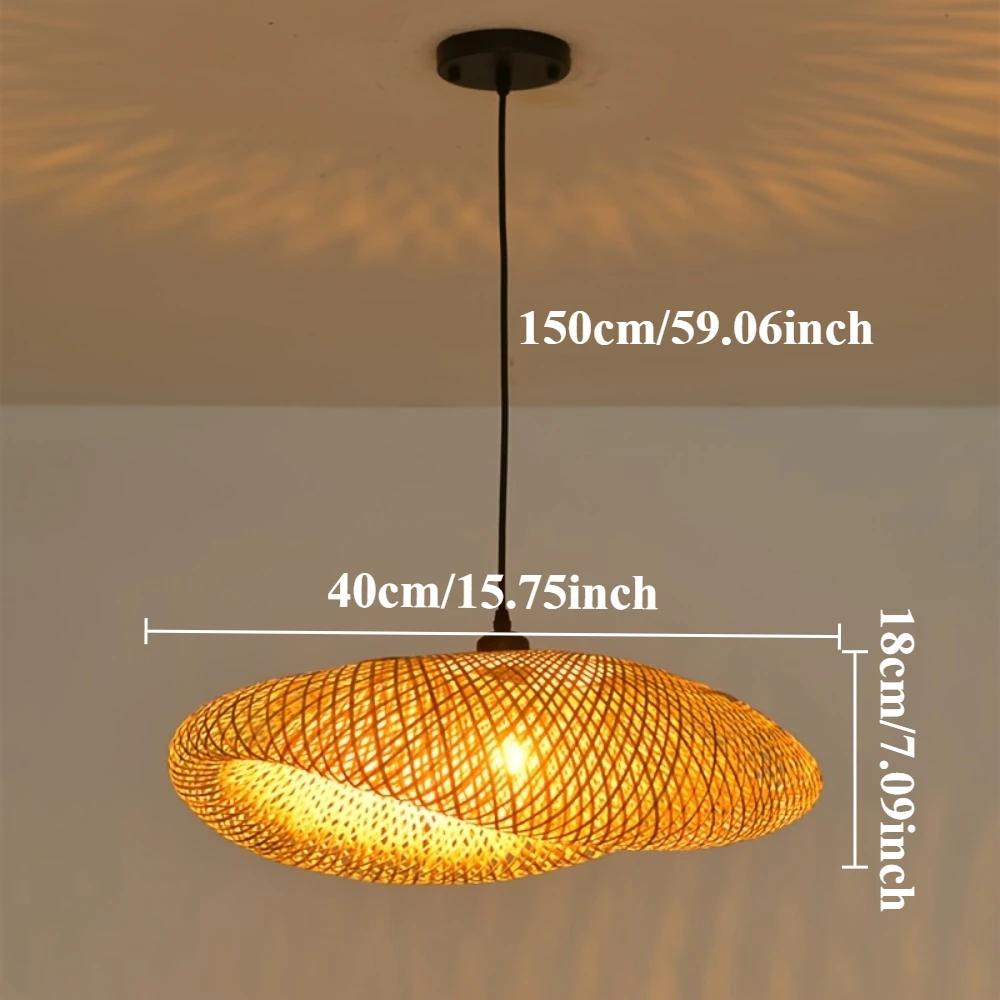 

Bamboo Hand Weaving Pendant Lights 40/50/60cm Hanging Ceiling Lamp Chandelier Fixture Rattan Hand Craft Woven Home Bedroom Decor Without E27 Bulb
