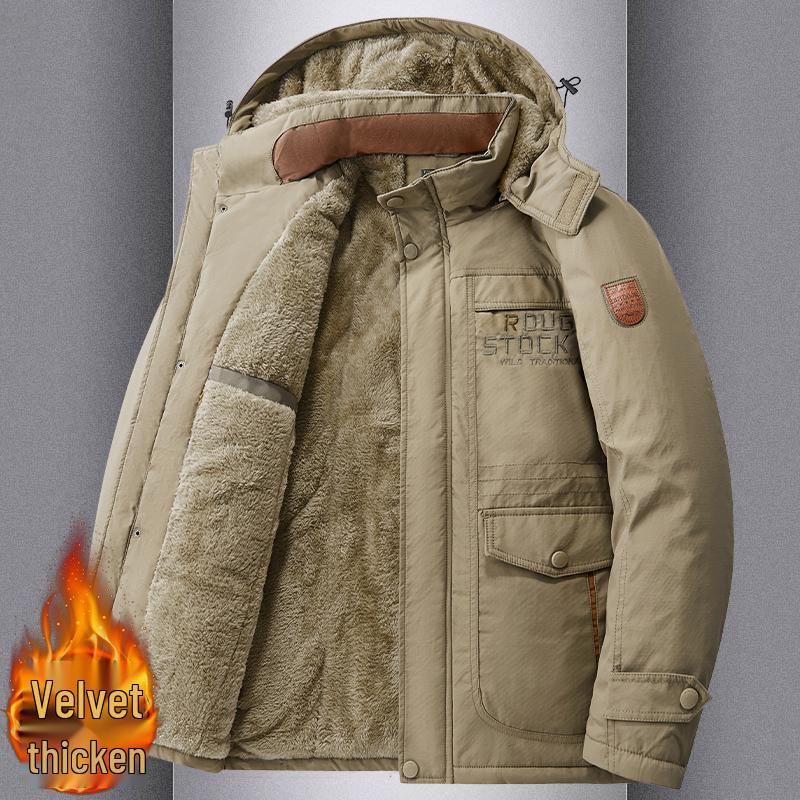 Men's Plus Size Winter Thick Velvet Cotton Jacket - Warm Anti-Cold Outerwear