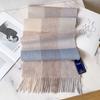 100 pure wool scarves for men and women in winter versatile light blue British plaid warm scarf shawl birthday gift