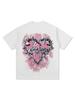 Washed Retro High Street Thorns Small Heavy Vintage Printed Short-Sleeved T-Shirt Retro Neckline Love Bottoming Shirt Cotton