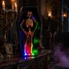 Colorful LED Halloween Light Dancing Skeleton in Casket, Up Musical Toy with Lights, Spooky Animated Decor, Party Haunted House Props Retro Ornament