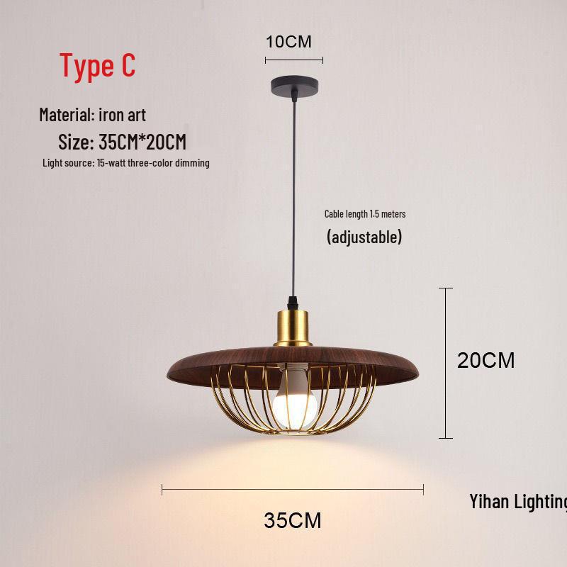 Walnut Pendant Light for Japanese Restaurant, Retro Hotel, Bar, Minimalist Cafe, and Bedroom