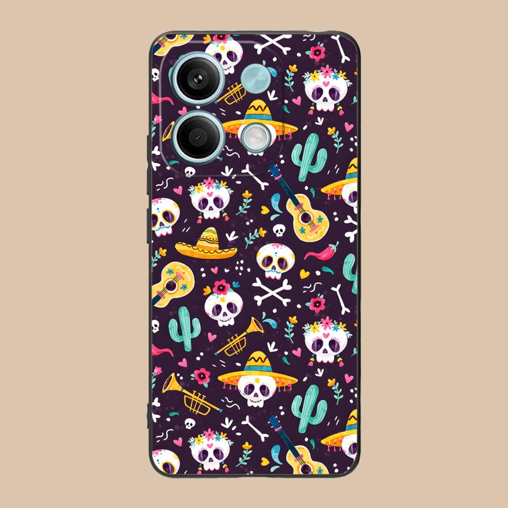 

Day of the Dead Matte TPU Mobile Phone Case for POCO M7 M6 M5 M4 M3 X7 X6 X5 X4 X3 Pro GT 5G Colorful Printing Cover Poco X3 GT