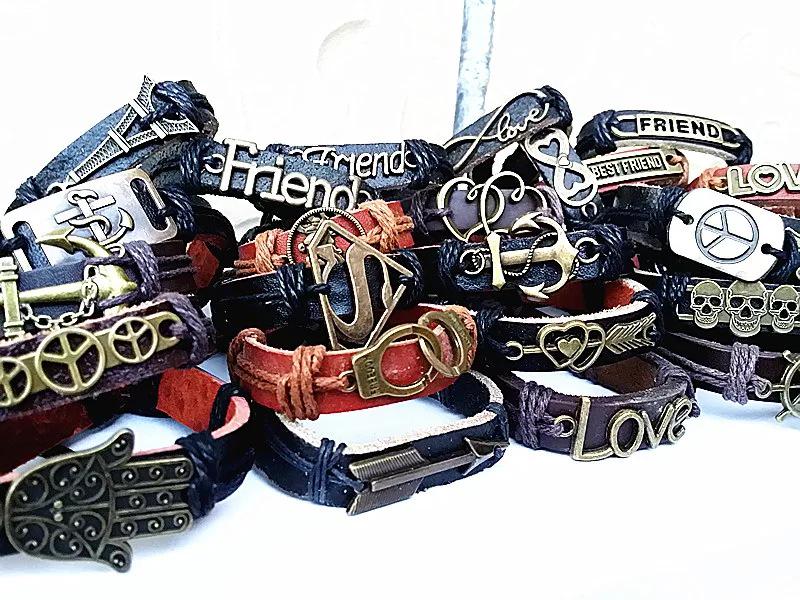 Mixed Color Handmade Braided Leather Bracelets - Set of 100 Pieces, Hot Selling with Cross-border Popularity
