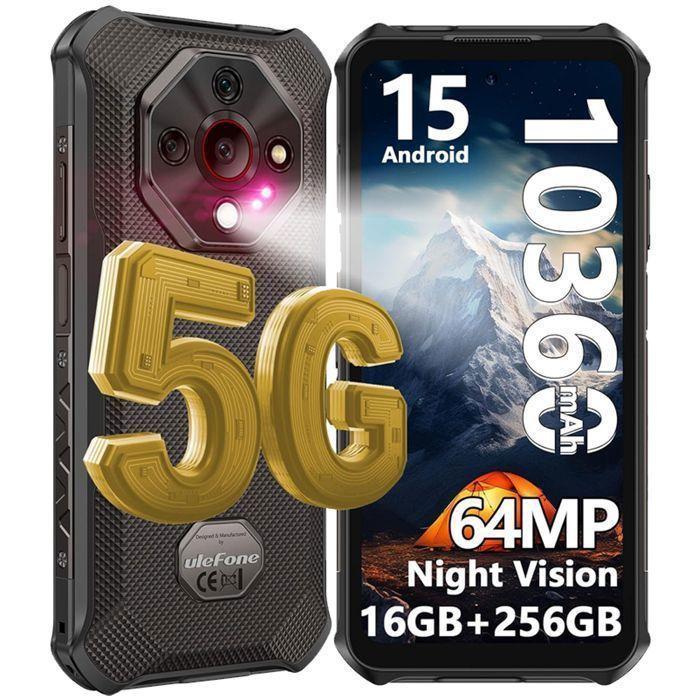 Smartphone Robuste 5G Ulefone Armor X16 Pro 16Go+256Go 6.56" 120Hz Smartphone Android 15 10360mAh 64MP Vision Nocturne NFC/GPS Noir
