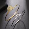 Lemegeton Yoga Lotus Stainless Steel Cuff Band Women's Bracelet Bohemian Jewelry Elegant and Simple Lover Gift