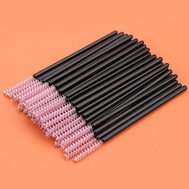 Straight Head Mascara Brush & Eyelash Curler Set - Disposable Spiral Rod with Crystal Eyebrow Comb