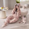 Women's Winter Coral Fleece Hooded Pajama Set
