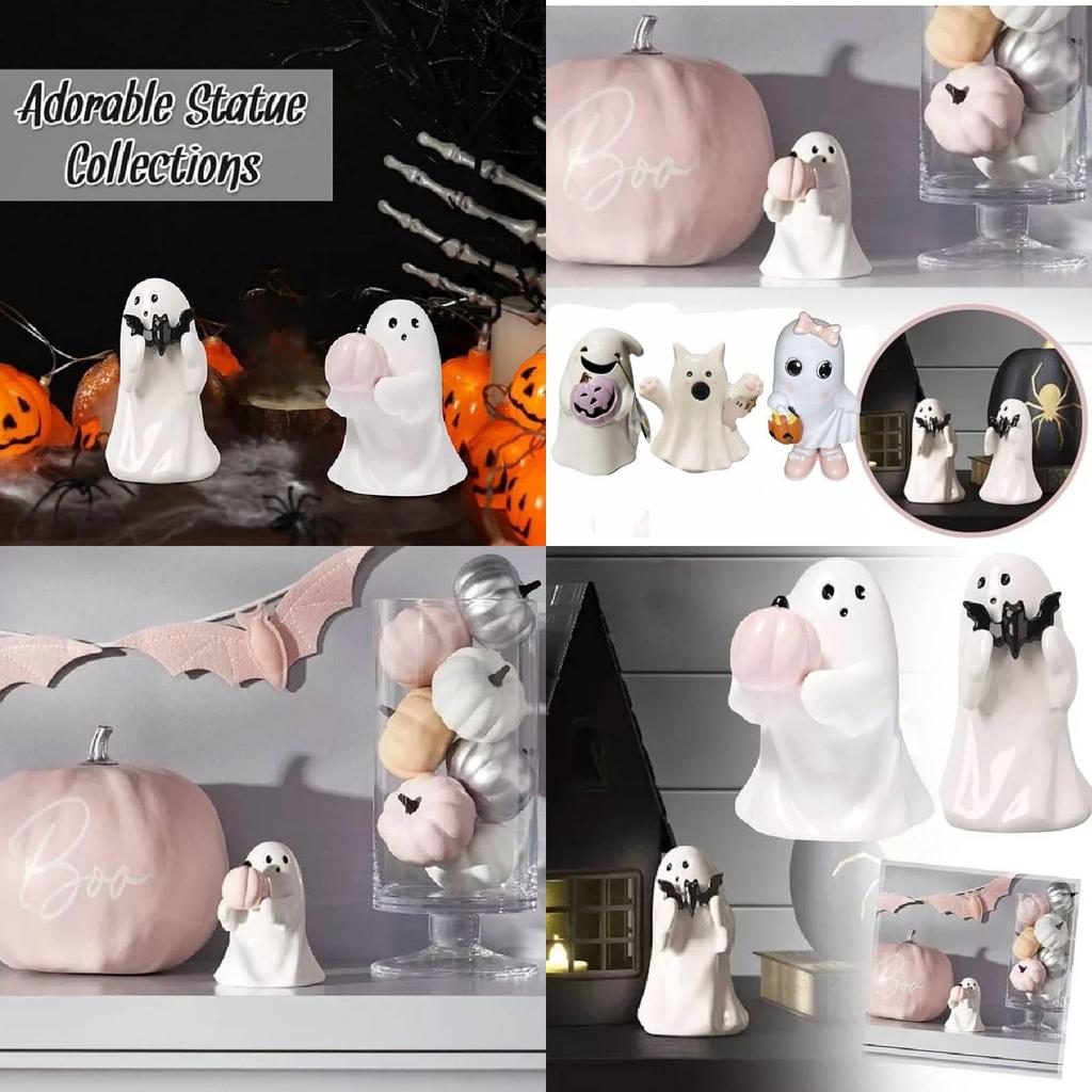 Charming Resin Pumpkin Bat Ghost Decoration For Festive Halloween Table Centerpiece