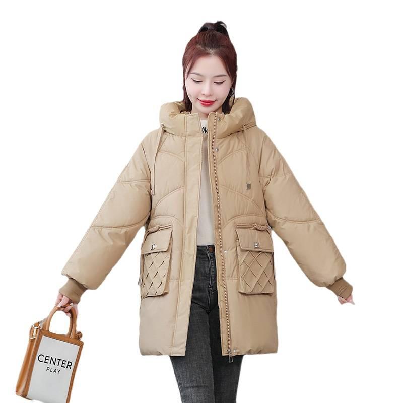 Women's cotton-padded clothes, winter coats, medium and long thickened women's cotton-padded jackets, new trendy hooded women's cotton-padded clothes