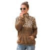 2025 New Zipper Lapel Double-sided Velvet Leopard Print Spliced Sweatshirt for Women