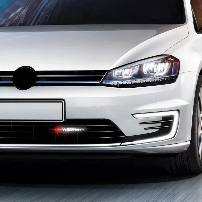 Car Decorative LED Lights Front Hood Grille Decoration Badge For Volkswagen Golf-6 7 4 5 POLO Passat B5 B6 B7 T4 T5 Tiguan Jetta