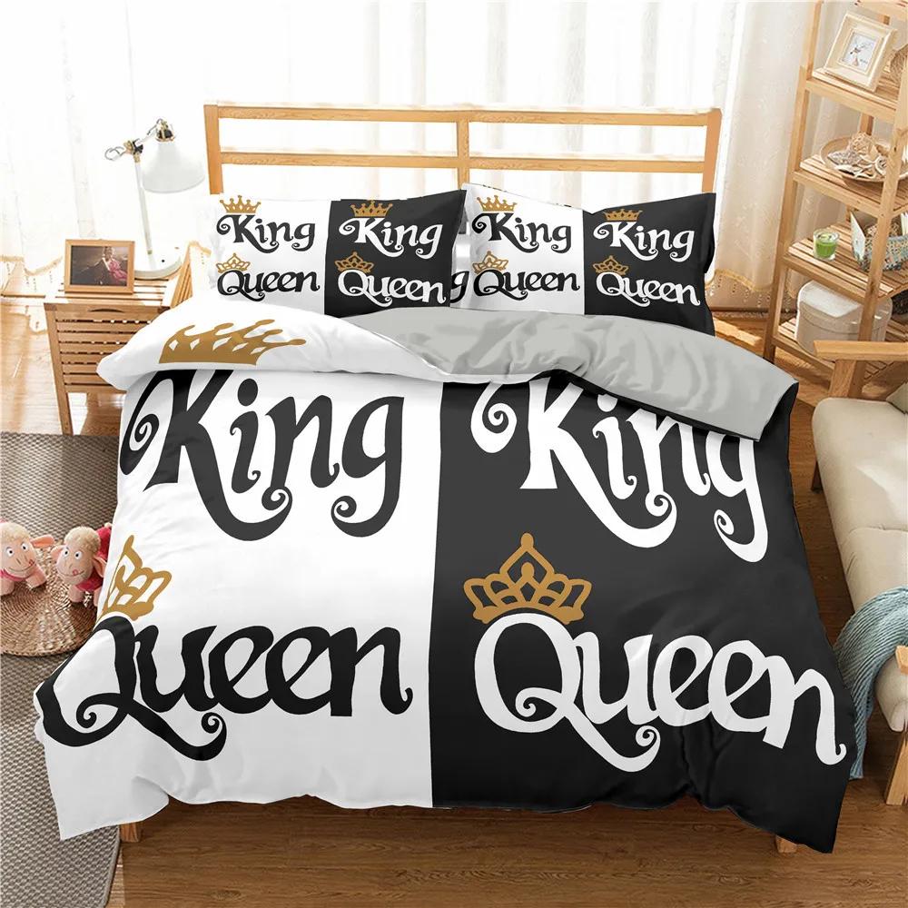 

Digital Print Her King Quen Black Warm Comforter Beding Sets Bedrom Warm Comforter Set Home Textile Bedclothes High-End Premium 240x20 Bed Linen Set 135*200cm Eu-Single