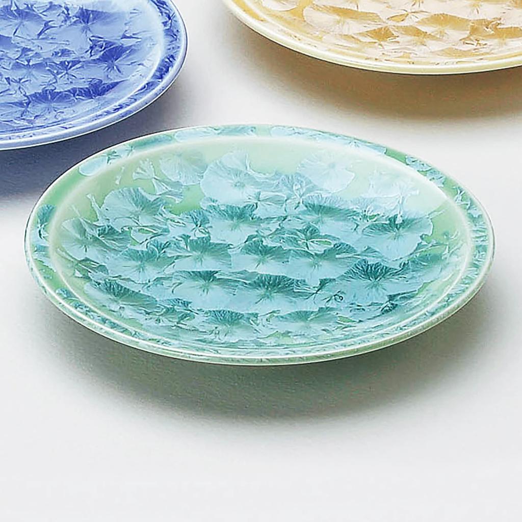 Kyoto Kiyomizu Pottery Plate Set of Flower Crystal KTA369 Ware, Ware, Kiln, (set 5),