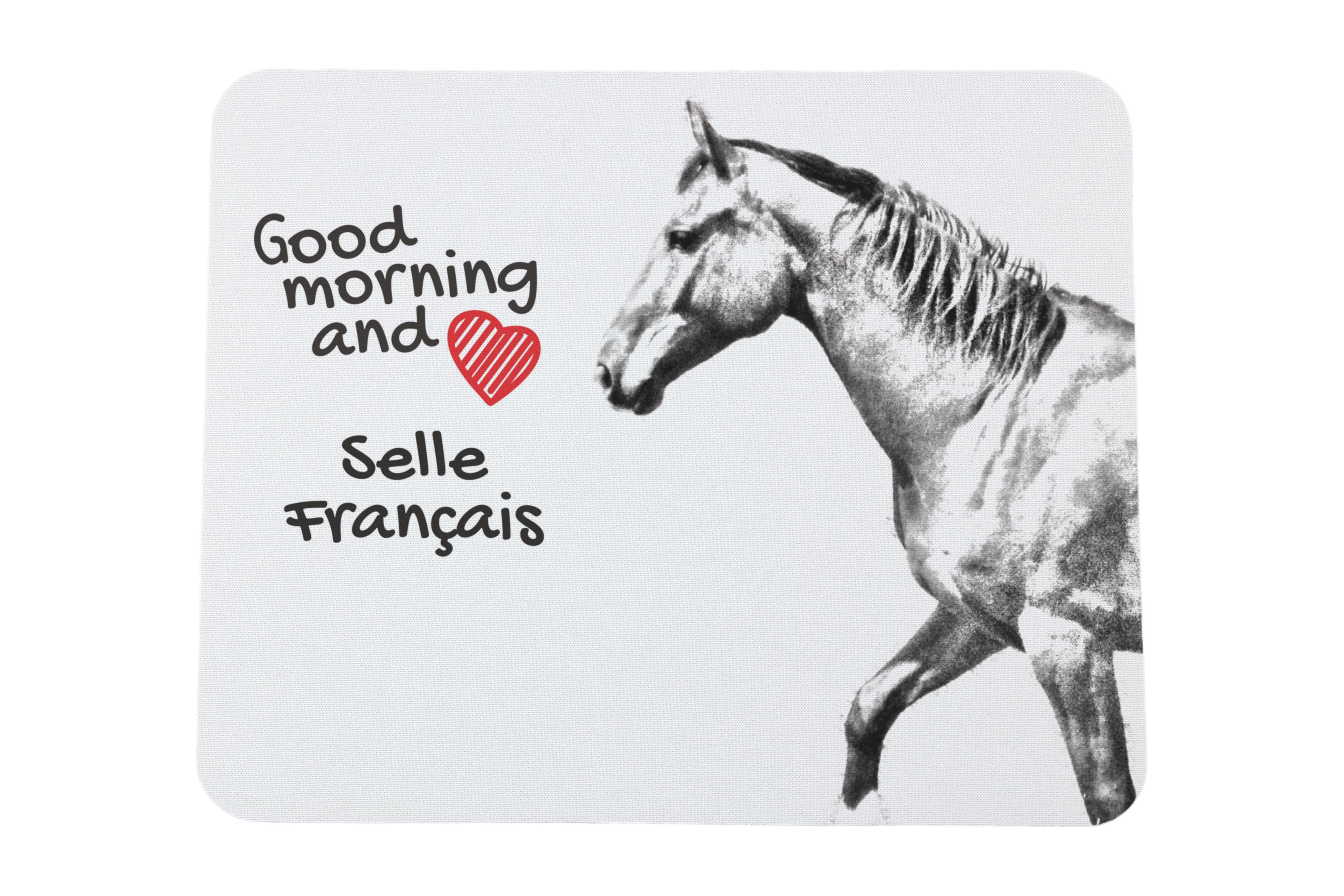 

Selle Francais - килимок для мишки з принтом, персональний килимок з конем, унікальний гаджет для офісного працівника від бренду Art-Dog білий