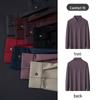 MONTAGUT Men's Waffle Knit Four-Way Stretch Long-Sleeve Polo Shirt